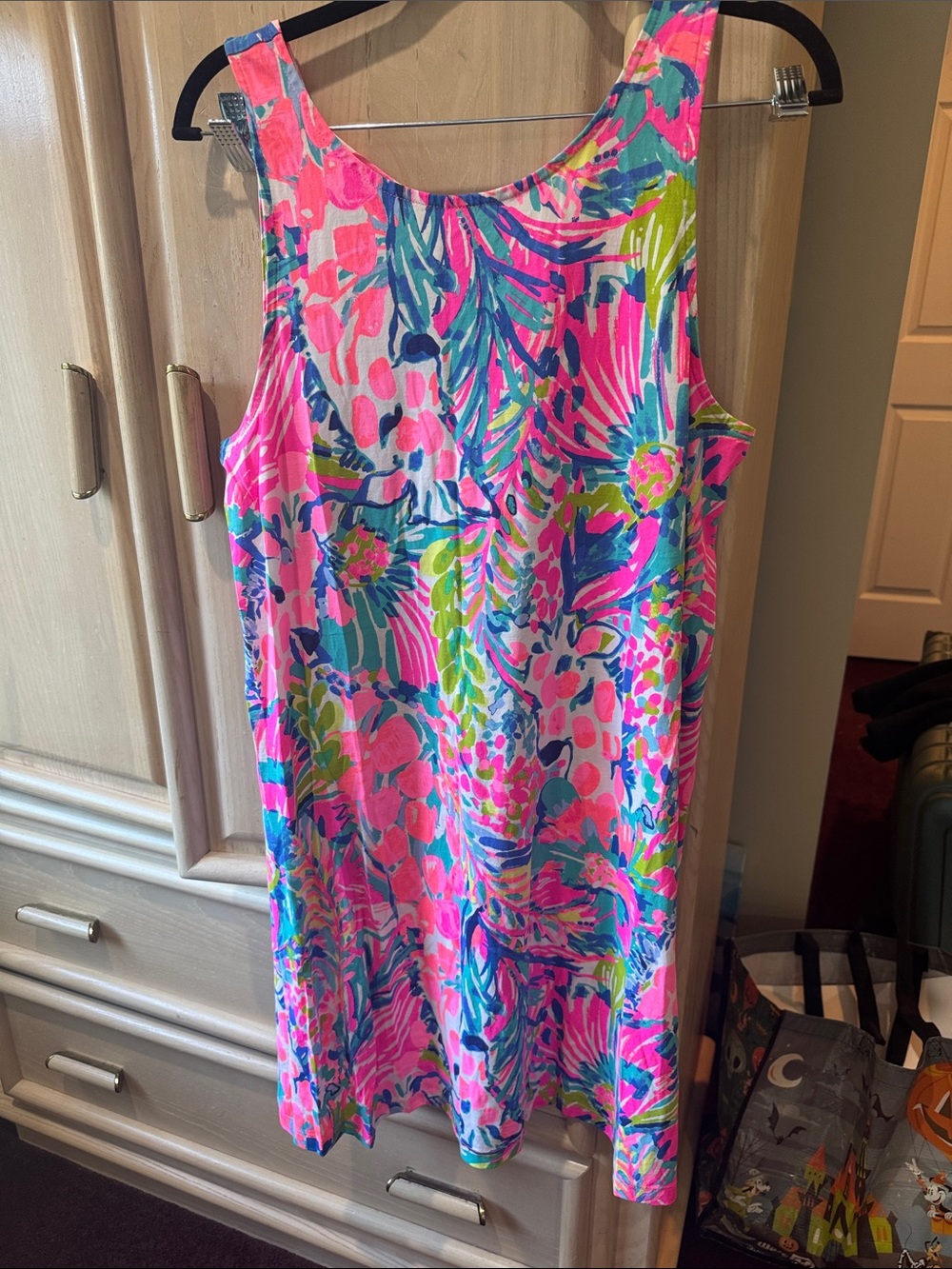 Lilly Pulitzer Neon Pink Multi-Color Tropical Shift Dress